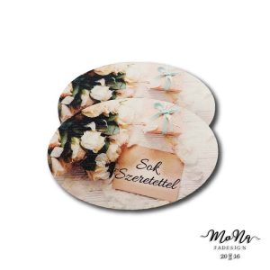 Ovális- Sok szeretettel ajándékos fehér 5,5x8,5cm
