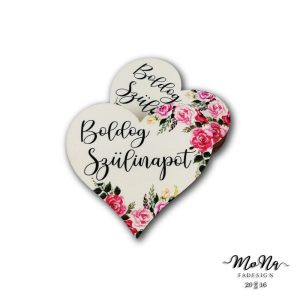 Boldog szülinapot szív virágos 7x7,7cm