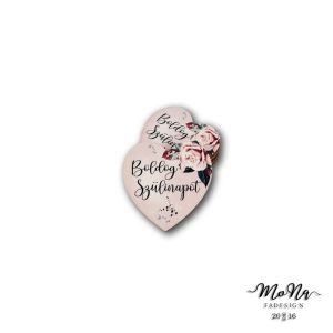 Lila duci szív-boldog szülinapot felirat 5x5cm