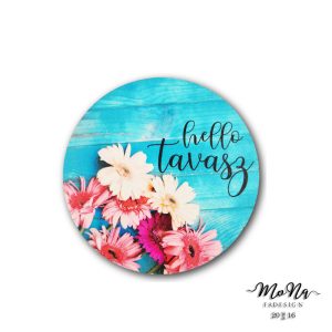 kopogtató-kék hello tavasz 13x13cm