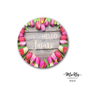 kopogtató-tulipános szív 13x13cm