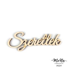 Szeretlek- lézervágott natúr fa 3,5x10cm