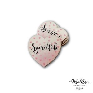 Púder rózsaszín szív-Szeretlek felirat 5x5cm